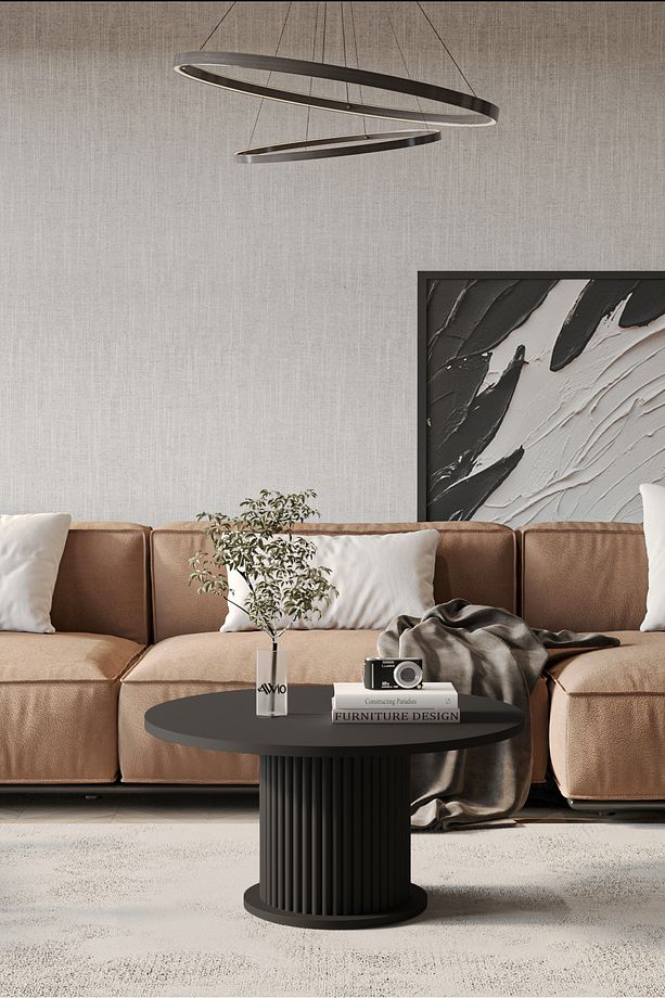 Woven Lake MDF AYAK  Modern Yuvarlak Orta Sehpa 70 CM - 2