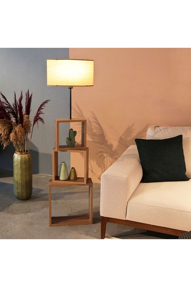 Kumaş Başlıklı Modern Raflı Lambader Ayd-2902 - 1