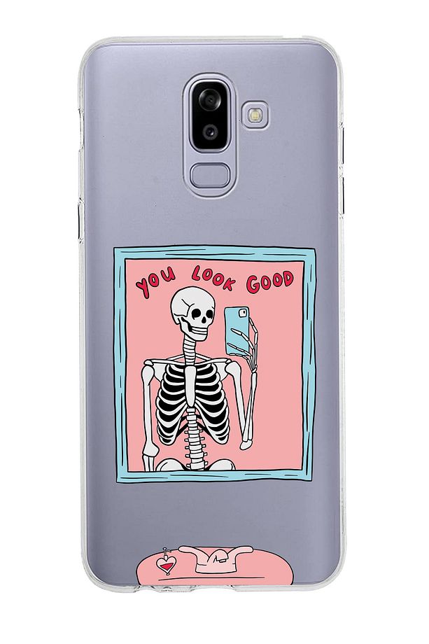 Samsung Galaxy J8 Ve A6 Plus Uyumlu Şeffaf You Look Good Iskelet Desenli Kapak Kılıf - 1