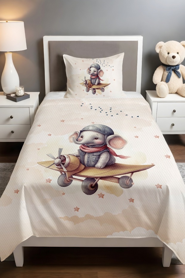 Pilot Elephant Patterned Pique Set (160x230cm)