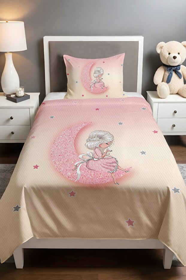 Princess on the Glowing Moon Patterned Pique Set (160x230cm)