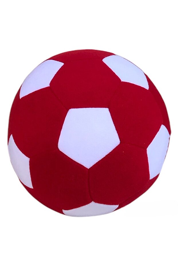 Red-White Plush Ball Soft Textured Playing at Home Normal Size Toy Plush Ball