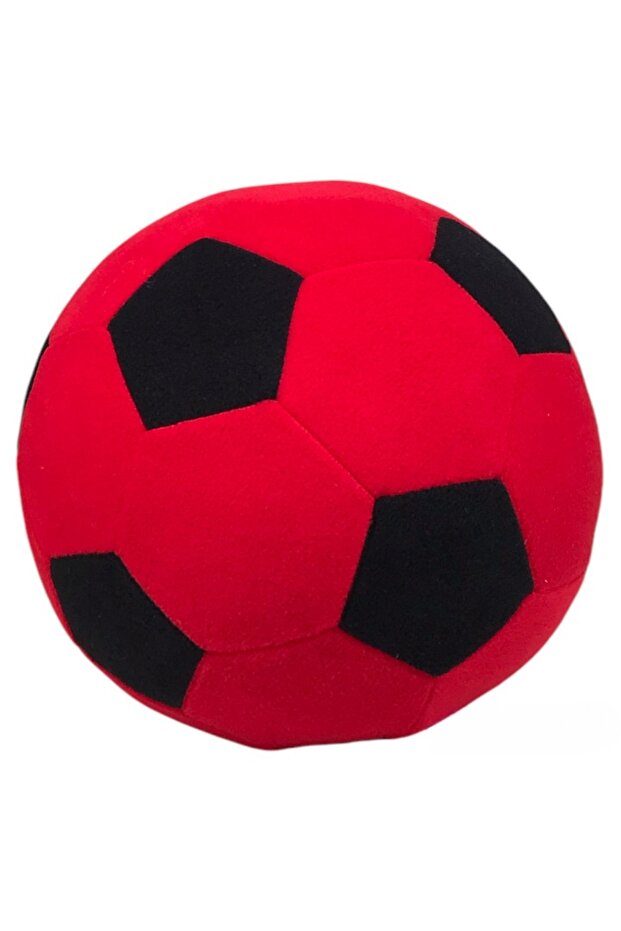 Red-Black Plush Ball Soft Textured Playing at Home Normal Size Toy Plush Ball