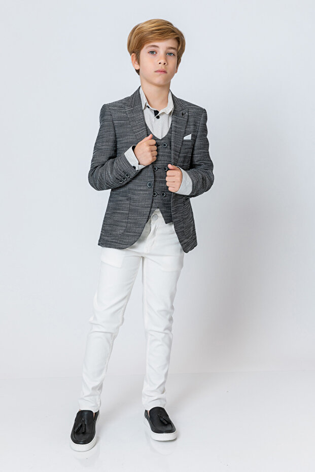 سترة للأولاد ذات زر واحد - 7