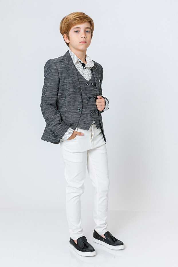 سترة للأولاد ذات زر واحد - 5