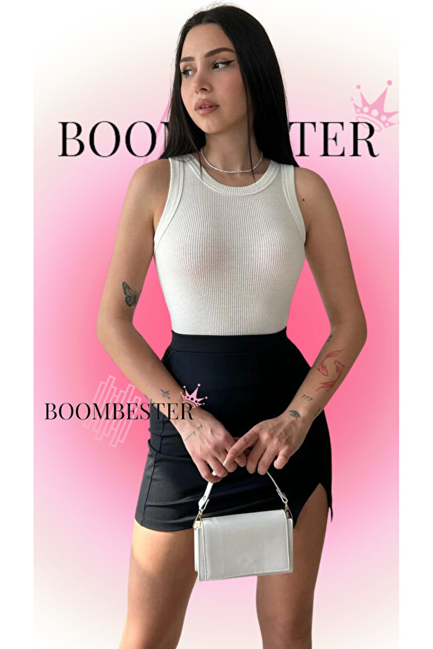 Women's White Camisole Sleeveless Blouse Long Crop Navel Top Undershirt