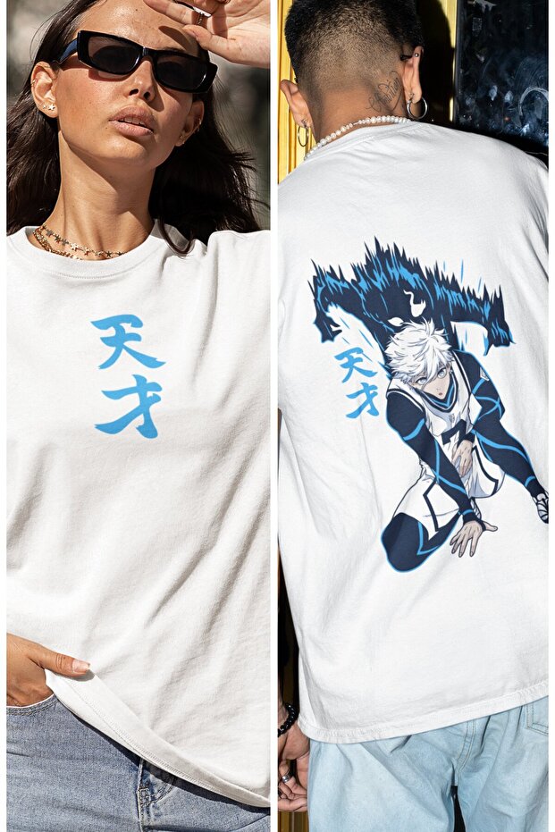 Oversize Seishiro Nagi Two Back Printed T-shirt, Unisex Blue Lock Anime Printed T-shirt