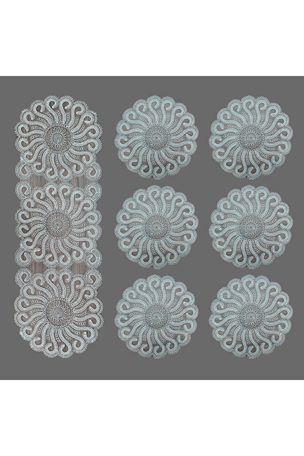 American Serving Plate and Runner Kitchen Set for 6 Persons Octopus Table Presentation Set Dowry Box Cream