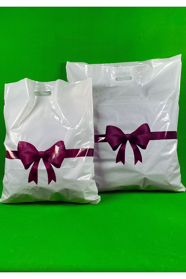 60x70 Cm Mağaza Poşeti - Kurdele Desenli Baskılı El Geçme Mağaza Poşeti 100 Adet - 4