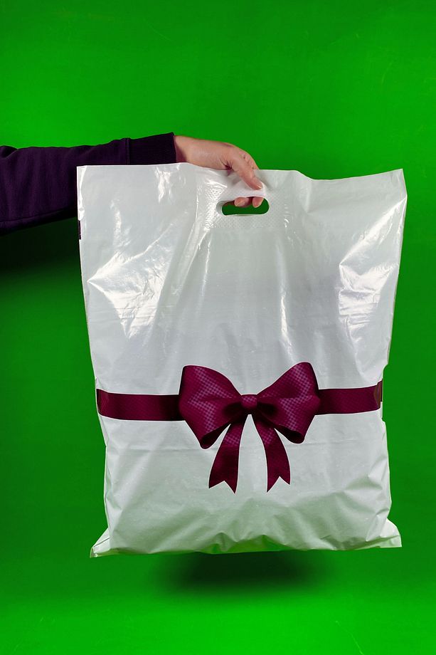 50x60 Cm Mağaza Poşeti - Kurdele Desenli Baskılı El Geçme Mağaza Poşeti 100 Adet - 1