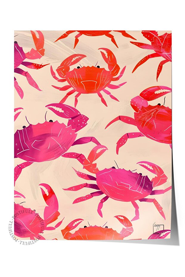 Çerçevesiz Poster Tablo, Duvar Posteri, Sanatsal Baskı, Kırmızı Yengeç Valsi , Maximalist No:136 - 1