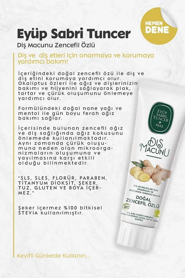 3 Adet Diş Macunu Zencefil Özlü 90 ml ve 60'lı Pamuk ROSIE - 2