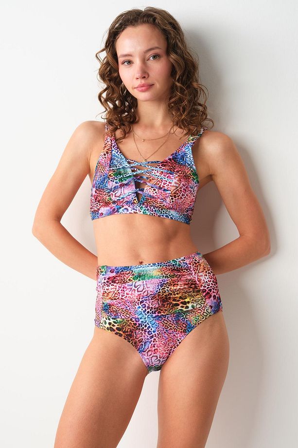 Bardot Yüksek Bel Bikini Tek Alt Leopar 239205-D - 5