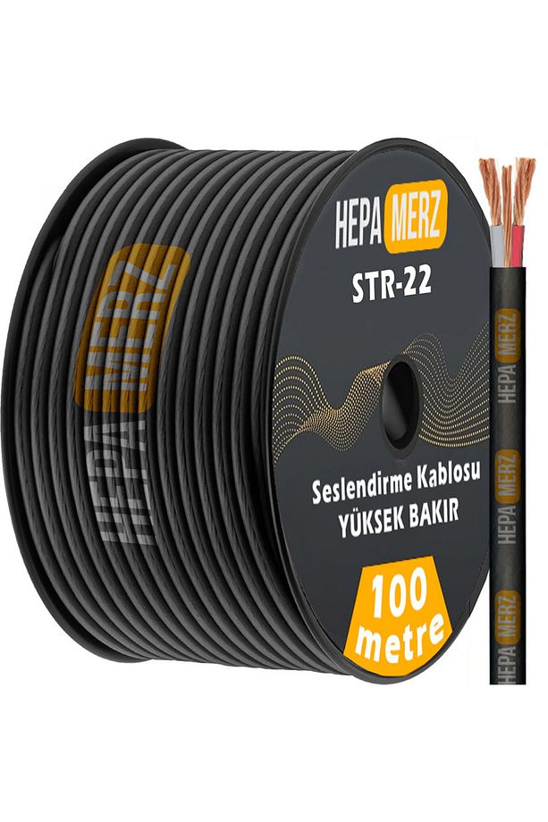 Hepa Merz Str-22 Stereo Mikrofon Kablosu 2x0.22 Mm Ses Kablosu 100 Mt. (%100 BAKIR) - 1