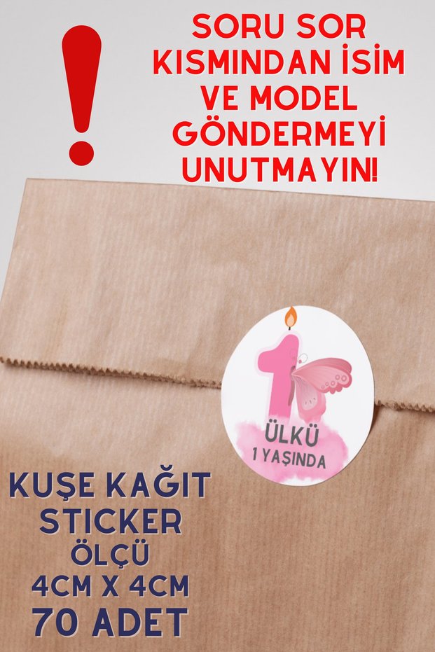 1 Year Old Baby Girl Art Paper Sticker 4X4Cm 70 Pieces