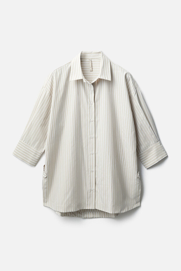 Yırtmaçlı Oversize Gömlek - 7