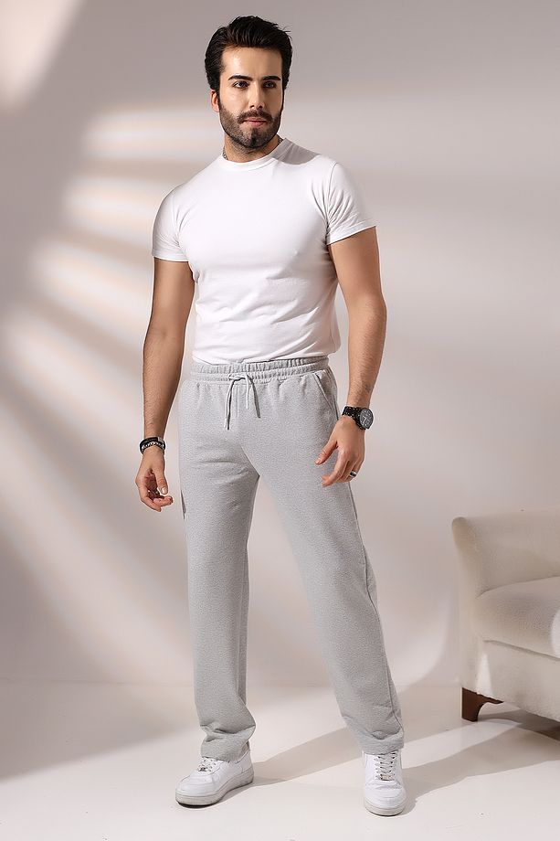 Erkek Düz Paça Eşofman 21569 GRİMELANJ - 1