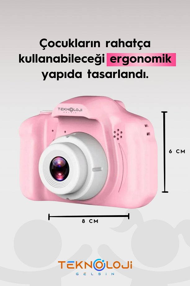 Çocuk Kamerası Dijital Fotoğraf Makinesi Mini 1080p HD Kamera Hafıza Kart Hediyeli - 8