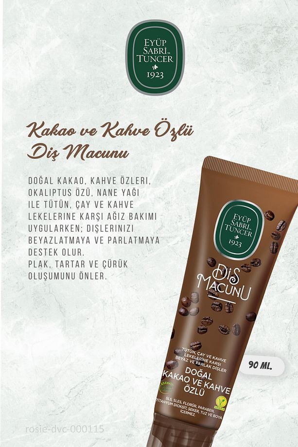 3'lü Eyüp Sabri Tuncer Diş Macunu Kakao ve Kahve Özlü 90 ml ve ROSIE Pamuk 60'lı - 2