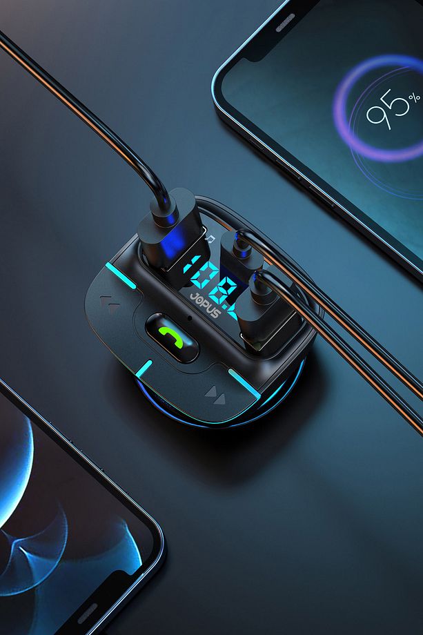 F9 Araç Fm Transmitter 5.3 Bluetooth Araç Kiti Usb Type-C Hızlı Şarj Kart Çakmaklık Girişli - 4