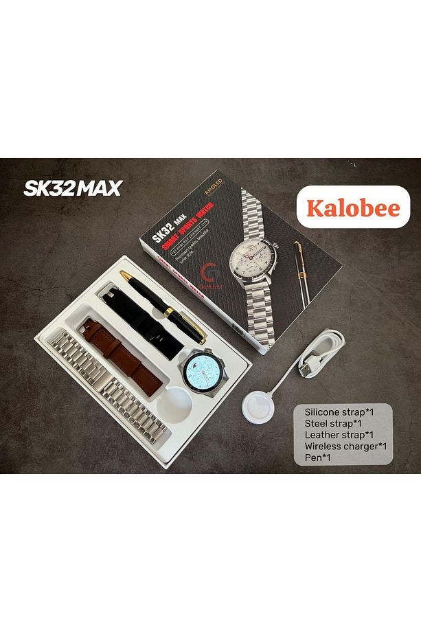 SK32 Max Çelik Kordonlu 1.58 Akıllı Saat Android Ios 3 Kordonlu Kalem Hediyeli - 4