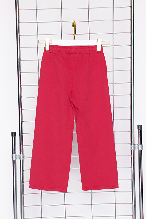 Fuşya Kız Çocuk Pamuklu Beli Lastikli Pantolon Jean TKDSS24PL00002 - 8