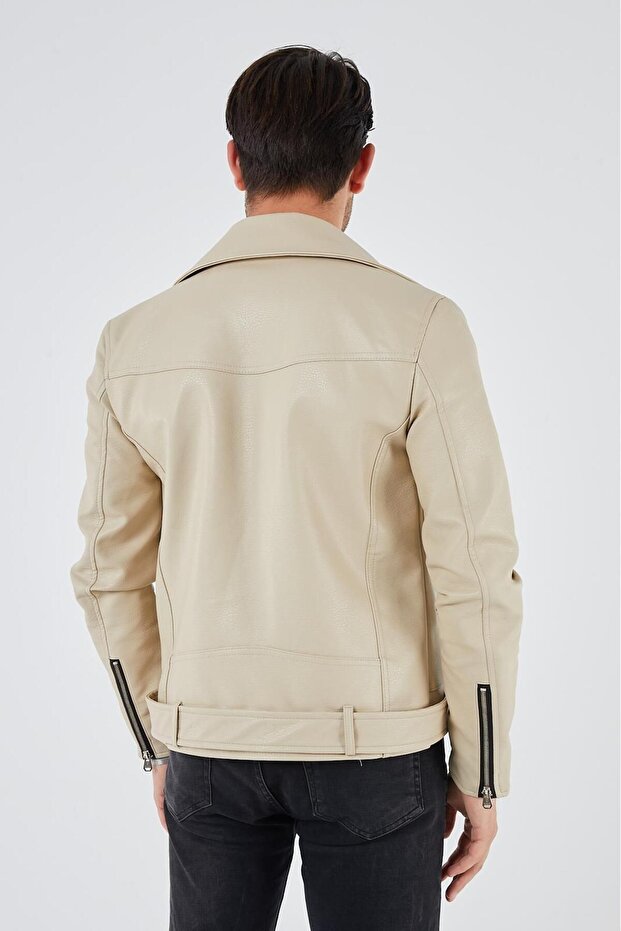 سترة جلدية شمالية بسحاب متقاطع - 5