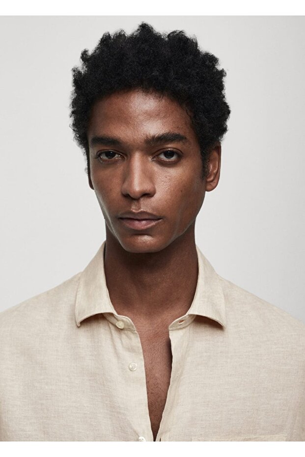 %100 keten regular kesim gömlek - 5