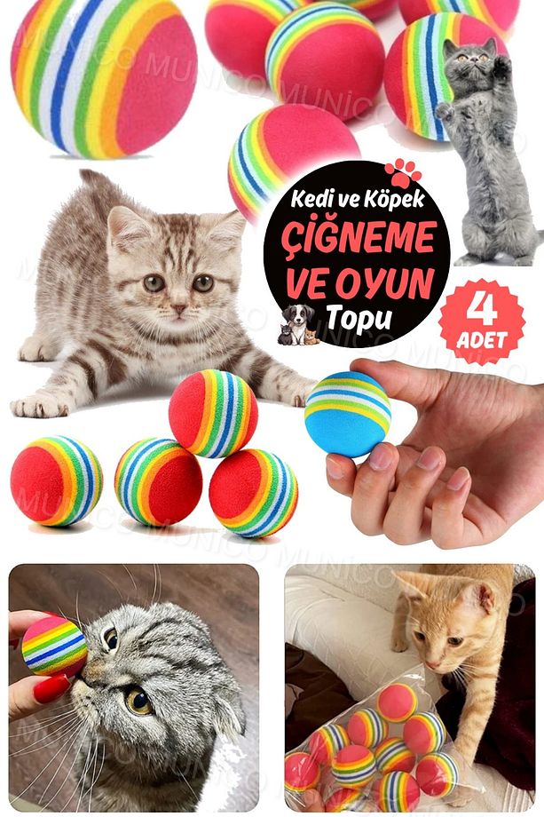 4 Adet Yavru Top Gökkuşağı Renkleri Hiçbir Koku Katı Kabarık Kapalı Aktivite Isırmaya Dayanıklı Oyun - 4