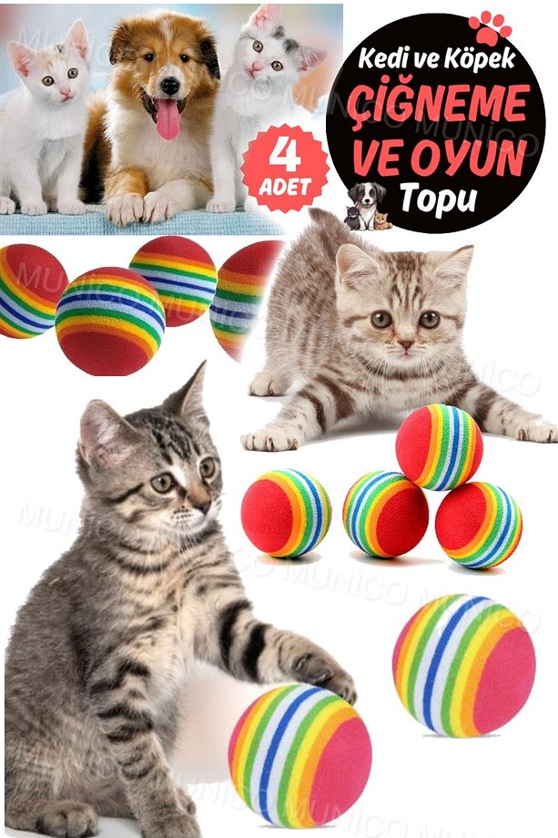 4 Adet Yavru Top Gökkuşağı Renkleri Hiçbir Koku Katı Kabarık Kapalı Aktivite Isırmaya Dayanıklı Oyun - 7