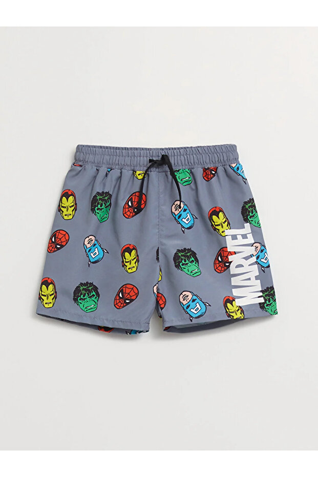 Baby Boy Swim Shorts with Elastic Waist Comics Printed