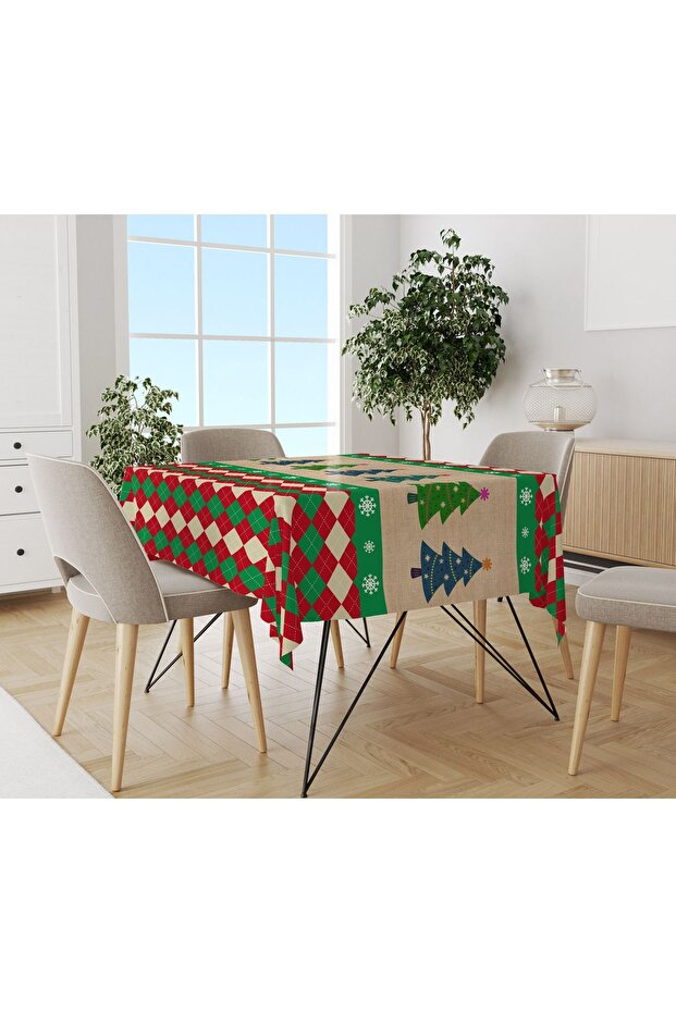 Christmas Patterned Velvet Texture Tablecloth - 1