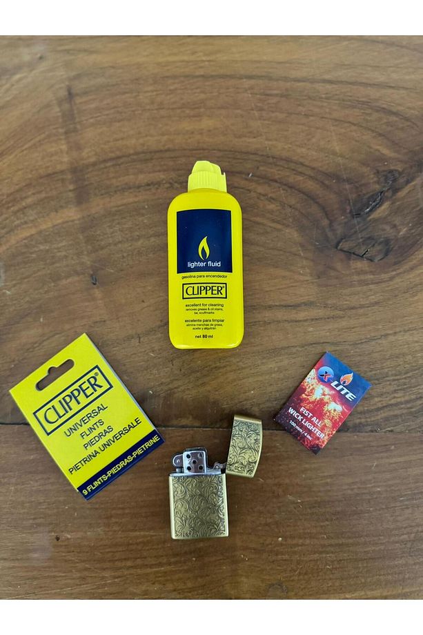 BENZİNLİ ÇAKMAK KAPAKLI MODEL GÜMÜŞ RENK SET- 80 ML BENZİN, ÇAKMAKTAŞI  VE FİTİL HEDYELİ - 1