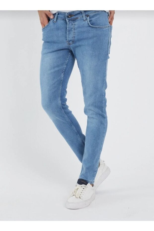 Men's Ice Blue Slim Fit Lycra Jeans Trousers Tom Raider Jean