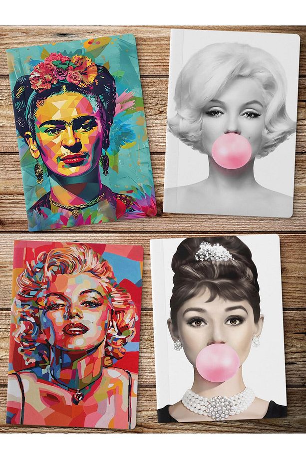 Çizgisiz Defter, Renkli Kapak Notebook 4 Adet, Akıl Defteri, Not Defteri, 64 Sayfa 14*21cm - 1
