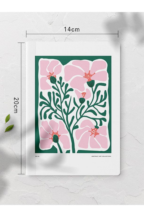 Çizgisiz Defter, Botanik İllustrasyon Notebook 4 Adet, Akıl Defteri, Not Defteri, 64 Sayfa 14*21cm - 5
