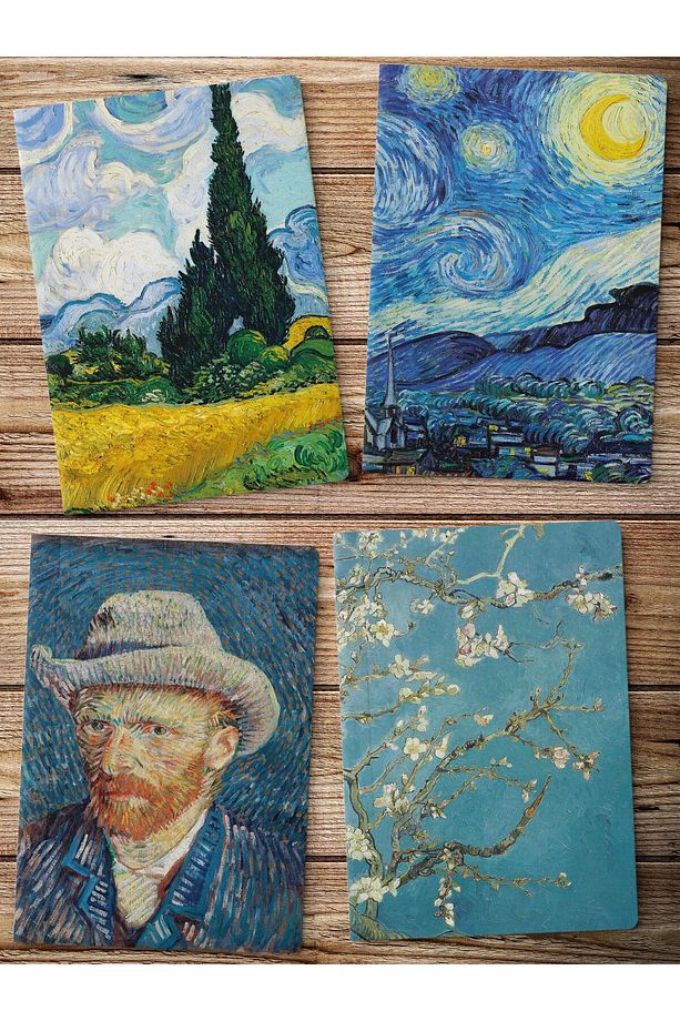 Çizgisiz Defter, Van Gogh Notebook 4 Adet, Not Defteri, Sanat Defter, 64 Sayfa 14*21cm - 1