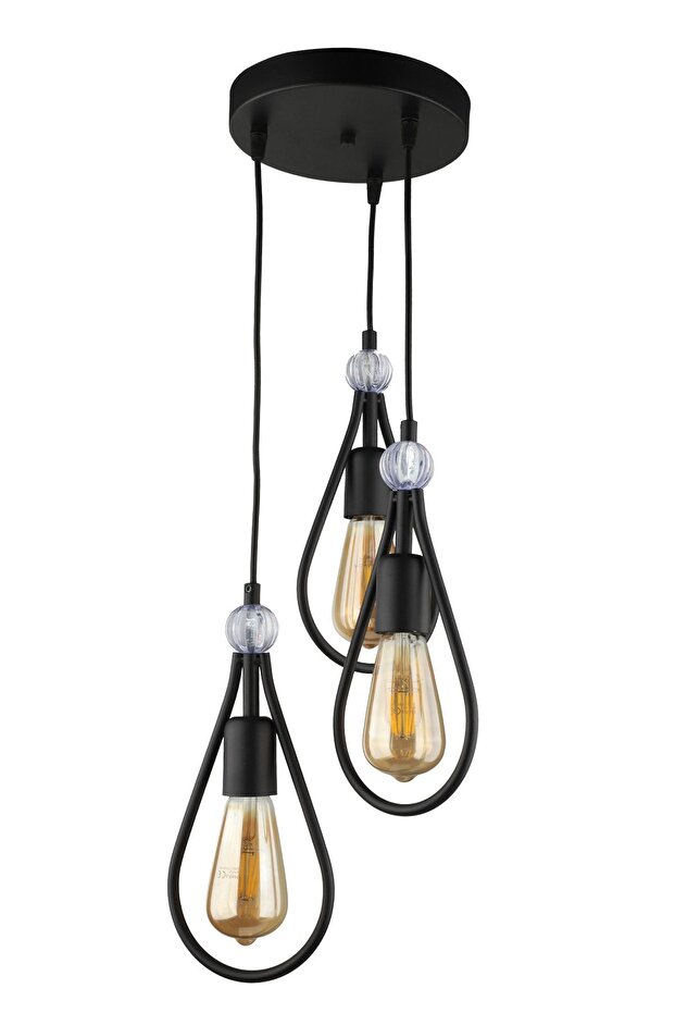 Riyad 3.lü Avize Siyah - 3