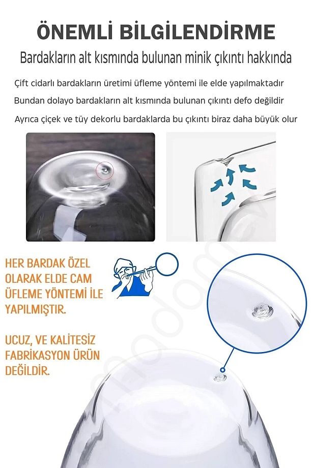 4'lü Çift Cidarlı 450 ml Kulplu Isıya Dayanıklı Cam Bardak Burgulu Çay Süt Kahve Kupası Bardağı Set - 2
