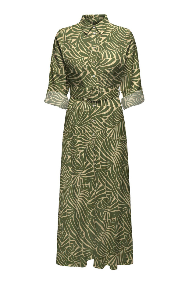 Onlcallie Patterned Linen Blend Shirt Collar Regular Fit Long Dress Dress 15318799