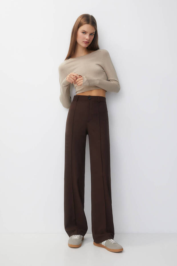 Dikiş Detaylı Kumaş Pantolon - 2