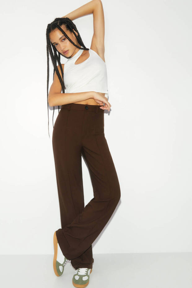 Dikiş Detaylı Kumaş Pantolon - 5