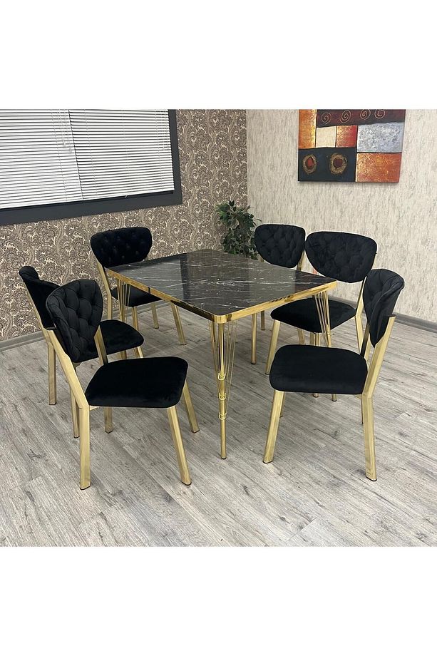 Mutfak Masa Sandalye Takımı Akuamarin 80-120 Ck Gold 6 Kişilik Mutfak Masası Takımı - 3