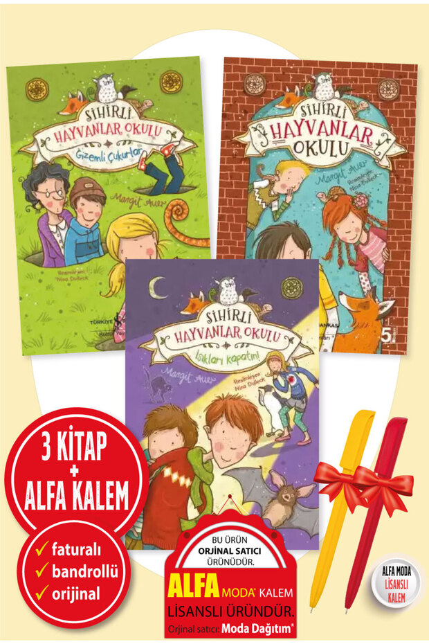 Alfa Kalem + Margit Auer 3 Book Set (Magic Animals School Mysterious Pits - Shut the Lights!)
