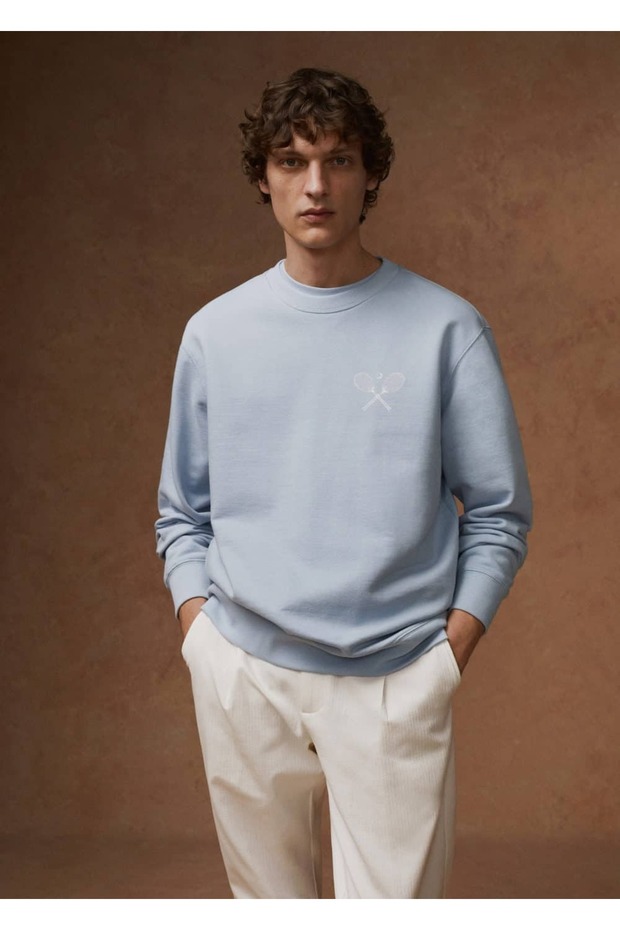 Desenli pamuklu sweatshirt - 8