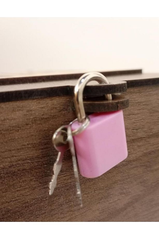 Tip Box Eskitme Tarz Ahşap Oyma Nakış işlemeli 21cm BüyükBoy Bahşiş Kutusu Çift Anahtar Asma Kilitli - 3