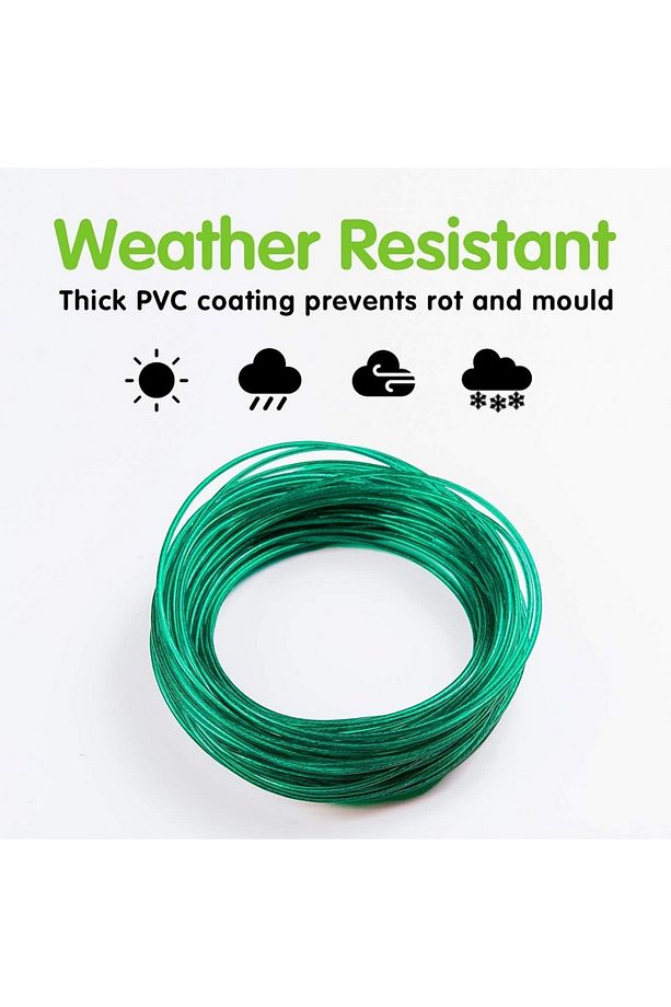 Kurutmalık Sera Mutfak Bahçe Kamp Çelik Çamaşır Ipi 4mm Pvc Kaplı 10mt Çelik Halat Klemensi 2 Adet - 3