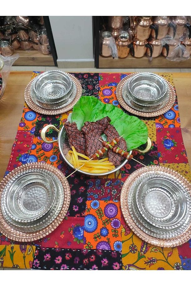 Bakır Tabak 4 lü seti - 3