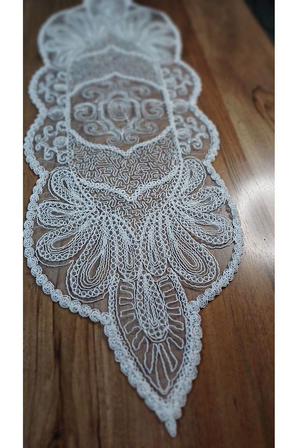 Ranır Masa Örtüsü Konsol Örtüsü Sehpa Örtüsü Salon Masa Örtüsü 110*40cm Runner Çeyizlik Masa Örtüsü - 3