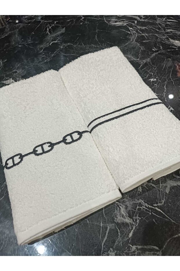 Kitchen towel with chain and wrap embroidery decorative cotton 2 pieces of towels